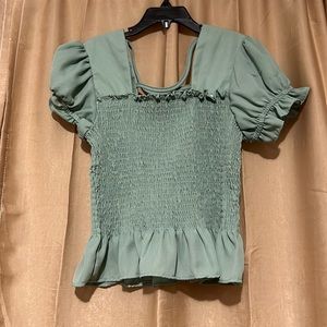 Beautiful olive green blouse for girls, never worn, size small.